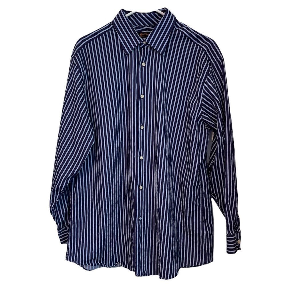 BEN SHERMAN Blue Stripes Dress Shirt.Size 16 1/2